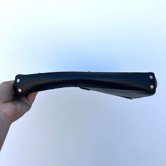 Rag & Bone Enfield Soft Leather Flap Top Purse Clutch Black Silver Bag - Picture 3 of 8